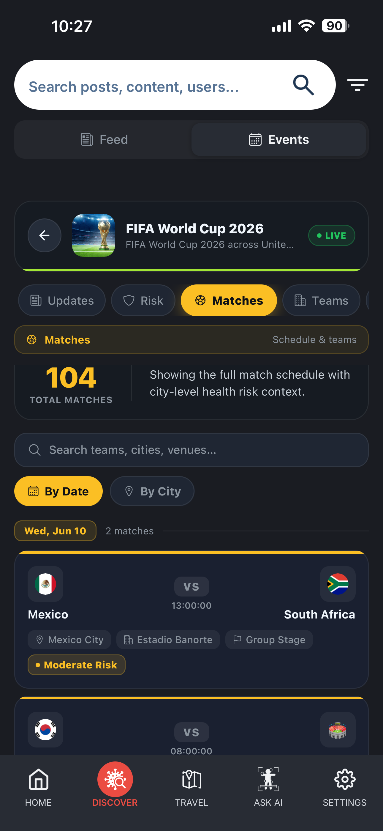 Match Schedule with Health Context